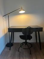Zwart bureau Montijo Leen Bakker + stoel + lamp, Ophalen, Zo goed als nieuw, Bureau