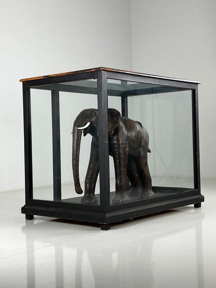 Vitrinekast display kast zwart vintage groot, Antiek en Kunst, Antiek | Meubels | Tafels, Ophalen