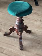 Piano kruk verstelbaar antiek fluweel katoen groen vintage, Ophalen, In hoogte verstelbaar, Zo goed als nieuw, Hout