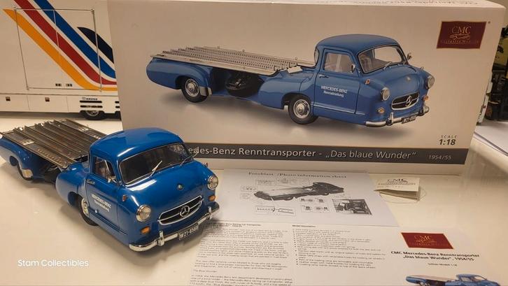 CMC M-143 Mercedes-Benz Renntransporter Das Blauwe Wonder 54, Hobby en Vrije tijd, Modelauto's | 1:18, Zo goed als nieuw, Auto