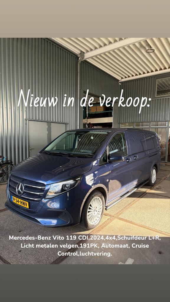 Mercedes-Benz Vito,119 CDI,191pk,4x4,Schuifdeur L+R,BTW'er, Auto's, Bestelauto's, Bedrijf, 4x4, ABS, Achteruitrijcamera, Adaptive Cruise Control
