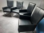 Leren stoelen, Huis en Inrichting, Ophalen, Gebruikt, Zwart, Leer