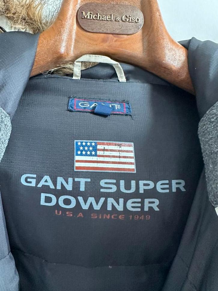 Gant super downer, winterparka, mt large. Dons gevuld, Kleding | Heren, Jassen | Winter, Gedragen, Maat 52/54 (L), Beige, Verzenden