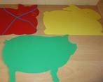 Placemat dieren. Varken en konijn, Huis en Inrichting, Woonaccessoires | Onderzetters, Ophalen of Verzenden, Zo goed als nieuw