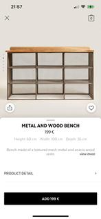 Zara home metal wood schoenen rek bench / bankje, Ophalen, Gebruikt