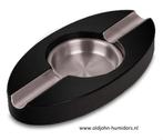 SIGAARASBAK VOOR 2 SIGAREN ZWART OVAAL MET RVS 20 CM!! sab02, Verzenden, Nieuw, Asbak
