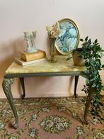 Vintage onyx marmeren tafeltje met bronzen poten, Ophalen, Minder dan 55 cm, Gebruikt, Vintage
