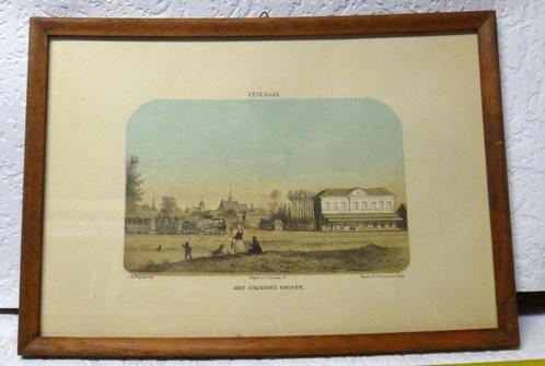 Steendruk - Litho van het stationsgebouw van Zevenaar, Antiek en Kunst, Kunst | Schilderijen | Klassiek, Ophalen of Verzenden