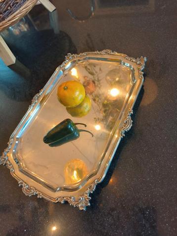 Antieke puur zilveren dienblad 36x24cm 700 gr puur zilver beschikbaar voor biedingen