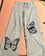 Blauwe Denim Broek met Vlinders - Maat M, Kleding | Dames, Maat 38/40 (M), Blauw, Ophalen of Verzenden, Zo goed als nieuw