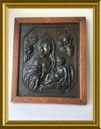 Oude metalen plaat, dun koperen plaquette, ikoon: Maria, Antiek en Kunst, Ophalen of Verzenden