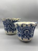 Set Bloempotten Delfts Blauw M de Wit Gouda, Antiek en Kunst, Antiek | Keramiek en Aardewerk, Ophalen of Verzenden