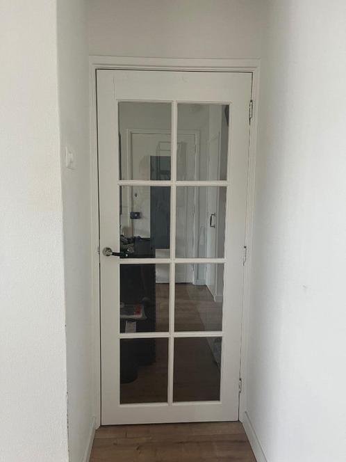 Binnendeur wit glas 2x, Doe-het-zelf en Verbouw, Deuren en Horren, Zo goed als nieuw, Binnendeur, 200 tot 215 cm, 80 tot 100 cm