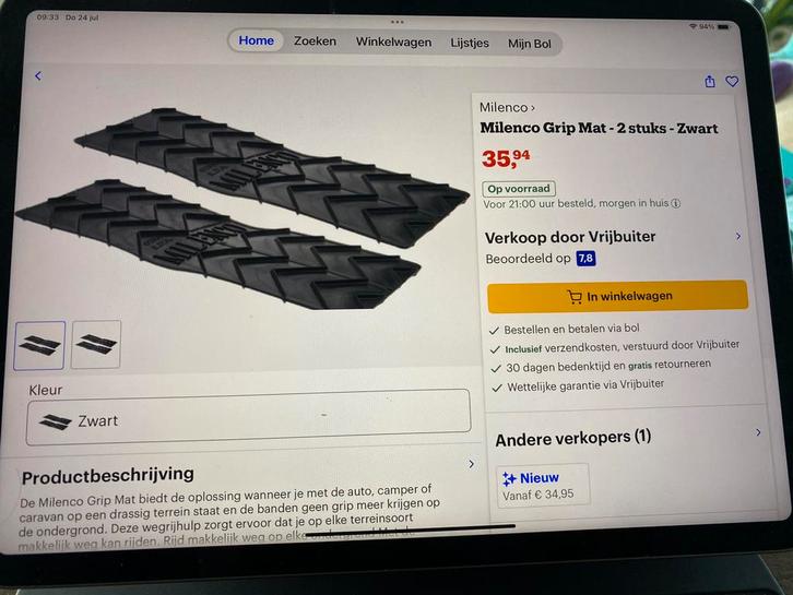 Milenco gripmat 2 stuks, Caravans en Kamperen, Camper-accessoires, Zo goed als nieuw, Ophalen of Verzenden