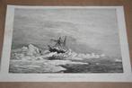 Antieke gravure - Gestrand schip Noordpool (Apol)  - 1883 !!, Antiek en Kunst, Kunst | Etsen en Gravures, Ophalen of Verzenden