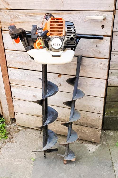 krachtige benzine grondboor SD35 met 2 boren (150mm & 200mm), Tuin en Terras, Hand-tuingereedschap, Zo goed als nieuw, Grondboor