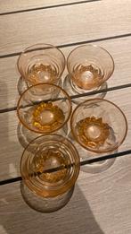 Vintage Amberkleurige Dessertschalen (5stuks), Huis en Inrichting, Ophalen of Verzenden, Zo goed als nieuw, Rechthoekig, Riet