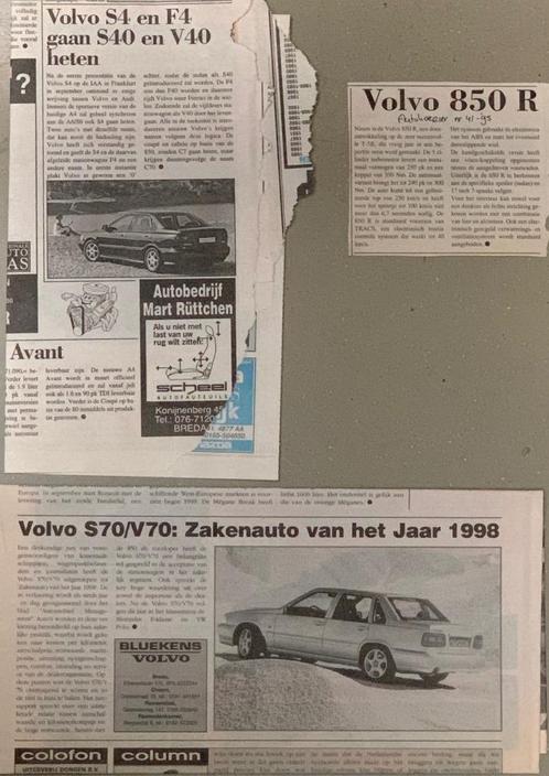 Krantenknipsel. Volvo. S4. F4. S40. V40. Smeekens. 850R. V70, Boeken, Auto's | Folders en Tijdschriften, Zo goed als nieuw, Volvo