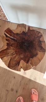 Boomstam tafeltje, van echt gesneden boomstam hout, Huis en Inrichting, Tafels | Bijzettafels, Zo goed als nieuw, Hout, Ophalen