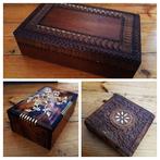 Meerdere houten kistjes India - uitgesneden - ingelegd thuya, Antiek en Kunst, Ophalen of Verzenden