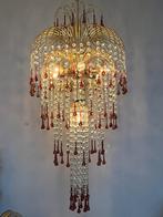 Xl kroonluchter hanglamp vintage murano bruine pegels, Baak, Ophalen of Verzenden, Glas, Baak