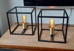 2x Kubus lamp industrieel zwart, Ophalen of Verzenden, Zo goed als nieuw, Metaal, Minder dan 50 cm