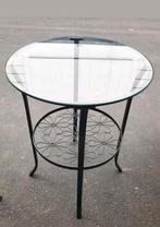 Glazen Bijzettafel met Metalen Onderstel, Minder dan 55 cm, Gebruikt, Rond, Glas