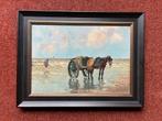 G.J. Delfgaauw Schilderij Strandgezicht Schelpenvisser GJ, Antiek en Kunst, Ophalen of Verzenden