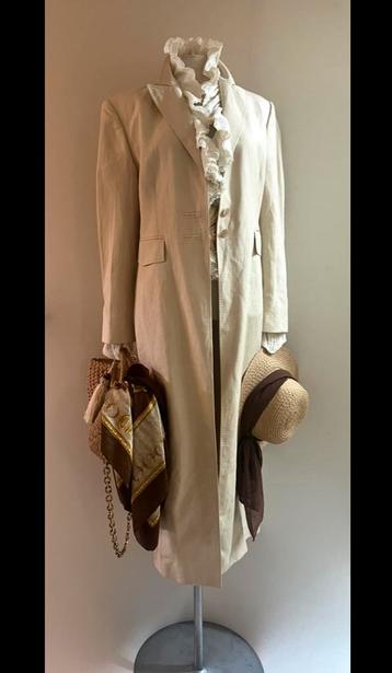 Pauw 4 40/42 zijde/linnen midi maxi blazer jas vanille creme beschikbaar voor biedingen