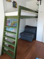 Hoogslaper hout groen, Ophalen, Eenpersoons, 90 cm, Hoogslaper