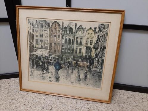 Litho Ferdinand Luigini. Flemish Square., Antiek en Kunst, Kunst | Litho's en Zeefdrukken, Ophalen of Verzenden
