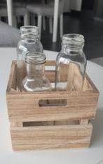 Houten Fruitkistje met 3 vaasjes / kist, Ophalen of Verzenden, Minder dan 50 cm, Minder dan 50 cm, Minder dan 50 cm