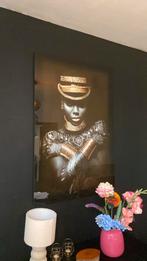 Schilderij / glasschilderij afrikaanse vrouw., Ophalen of Verzenden, Zo goed als nieuw, Schilderij, 100 tot 125 cm