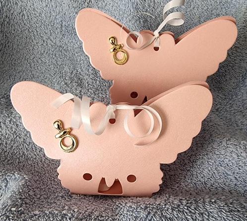 geboorte bedankjes, roze of zilveren vlinder, Kinderen en Baby's, Kraamcadeaus en Geboorteborden, Nieuw, Ophalen of Verzenden