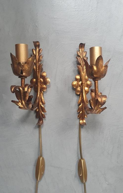Set van 2 Hollywood Regency wandlampen/ lampen, Antiek en Kunst, Antiek | Lampen, Ophalen of Verzenden