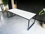 NIEUW: Design tafel 220x90cm met onyx marmer, 200 cm of meer, 50 tot 100 cm, Nieuw, Rechthoekig