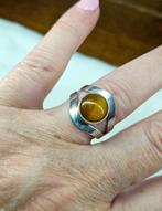Maat 18 - Zilveren (835) DESIGN ring met TIJGEROOG edelsteen, Ophalen, 18 tot 19, Zo goed als nieuw, Met edelsteen