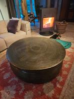 Loods 5 Oosterse ronde gehamerde salontafel - 120cm, Huis en Inrichting, Tafels | Salontafels, Rond, Ophalen of Verzenden, Zo goed als nieuw