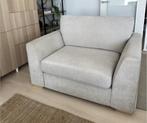 Comfortabele fauteuil / kleine 2-zitsbank – lichtgrijs/beige, Huis en Inrichting, Fauteuils, Ophalen, Gebruikt, Stof, 75 tot 100 cm