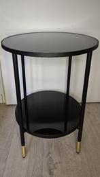 Ikea Asperod bijzet tafel met zwart glas, Minder dan 55 cm, Gebruikt, Rond, Glas