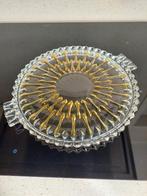 Taartplateau  kristal 28 cm doorsnede, Ophalen of Verzenden, Zo goed als nieuw, Rond, Glas