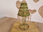 Prachtige Vintage Kandelaar met Pegels En Kraaltjes Groen, Verzenden, Overige materialen
