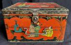 Prachtig oud kleurrijk blik Japans decor, geisha, kraanvogel, Verzamelen, Blikken, Ophalen of Verzenden, Gebruikt, Overige, Overige merken