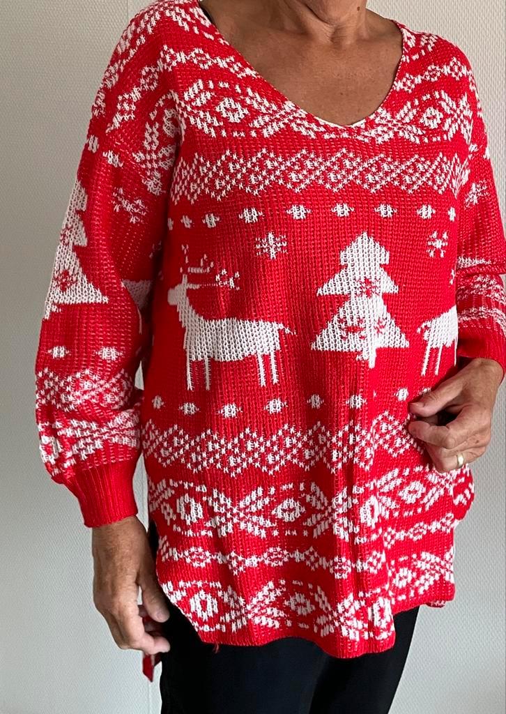 Kersttrui Rood/Wit - Maat M/L, Kleding | Dames, Truien en Vesten, Zo goed als nieuw, Maat 42/44 (L), Rood, Ophalen of Verzenden