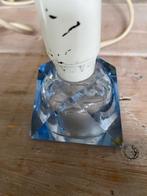 2 vintage blauw glazen lampenvoet. Handgeslepen Bleikristal., Ophalen