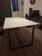 Witte Eettafel met Metalen Onderstel, Huis en Inrichting, Tafels | Eettafels, Ophalen, 100 tot 150 cm, Zo goed als nieuw, 150 tot 200 cm