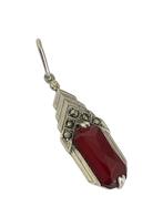Zilveren Art Deco hanger met carneool en markasiet, Sieraden, Tassen en Uiterlijk, Antieke sieraden, Verzenden, Zilver, Hanger