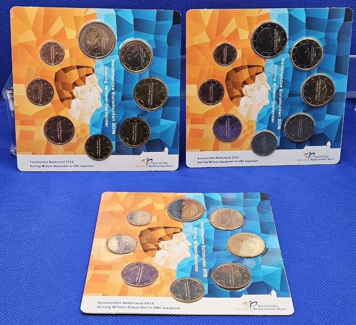 (2019) NERDERLAND   3 STUKS  EURO UNC SETJES 2016, Postzegels en Munten, Munten | Nederland, Setje, Euro's, Koningin Beatrix, Geboorte of Huwelijk