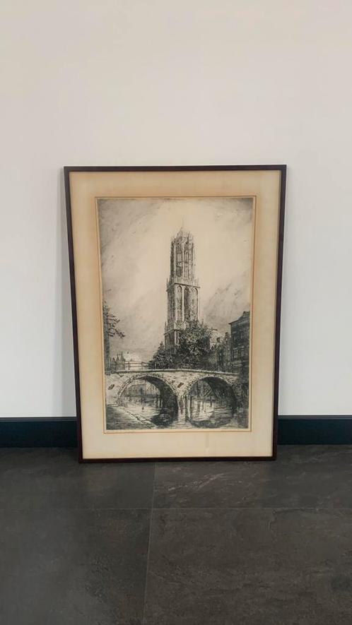 Domtoren Utrecht- mooie ets uit 1946- Kees Verhoeven!, Antiek en Kunst, Kunst | Tekeningen en Foto's, Ophalen of Verzenden