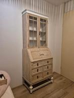 Antieke opgeknapte secretaire, 3 lades & vitrine/servieskast, Ophalen